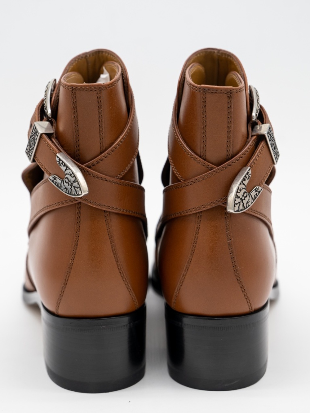size 7.5G 8 US Gucci Buckle Ankle Boot Brown Leather - Picture 4 of 11